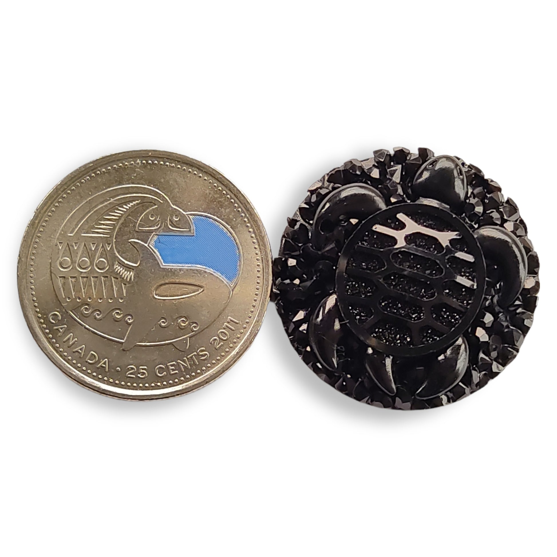 Resin Cabochon - Round 25mm, Turtle Black