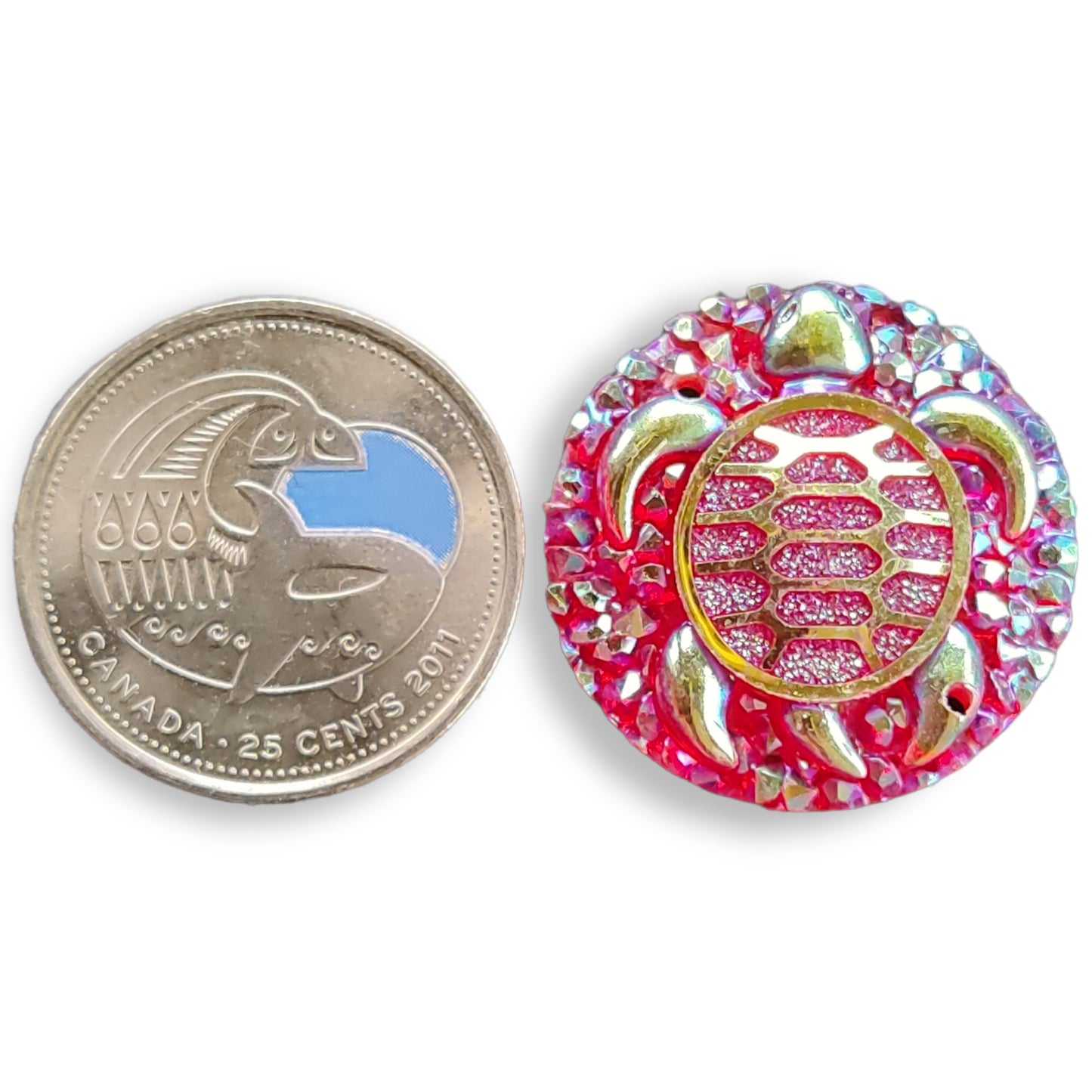 Resin Cabochon - Round 25mm, Turtle Rose