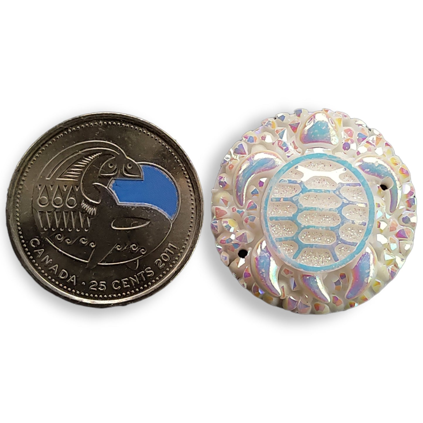 Resin Cabochon - Round 25mm, Turtle White