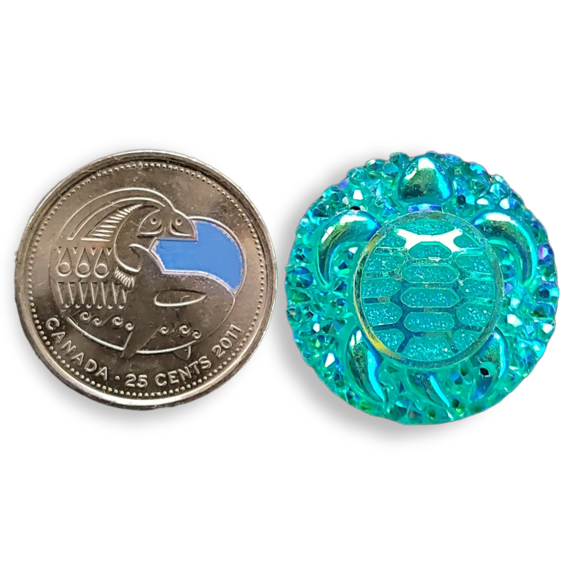 Resin Cabochon - Round 25mm, Turtle Turquoise