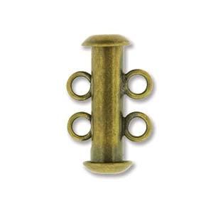 Tube Clasp - 3pc Antique Brass 2 Strand