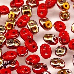 Coral Red Capri Gold - SuperDuo, 2.5x5mm 22g