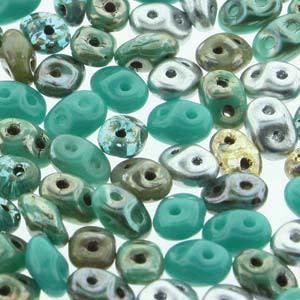 African Turquoise Mix - SuperDuo, 2.5x5mm 22g