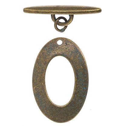 Toggle, Patina Oval 27x30mm