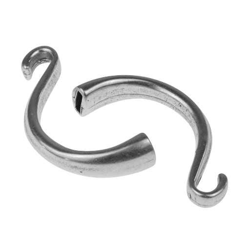 Hook Clasp Cuff - 5mm Flat Antique Silver