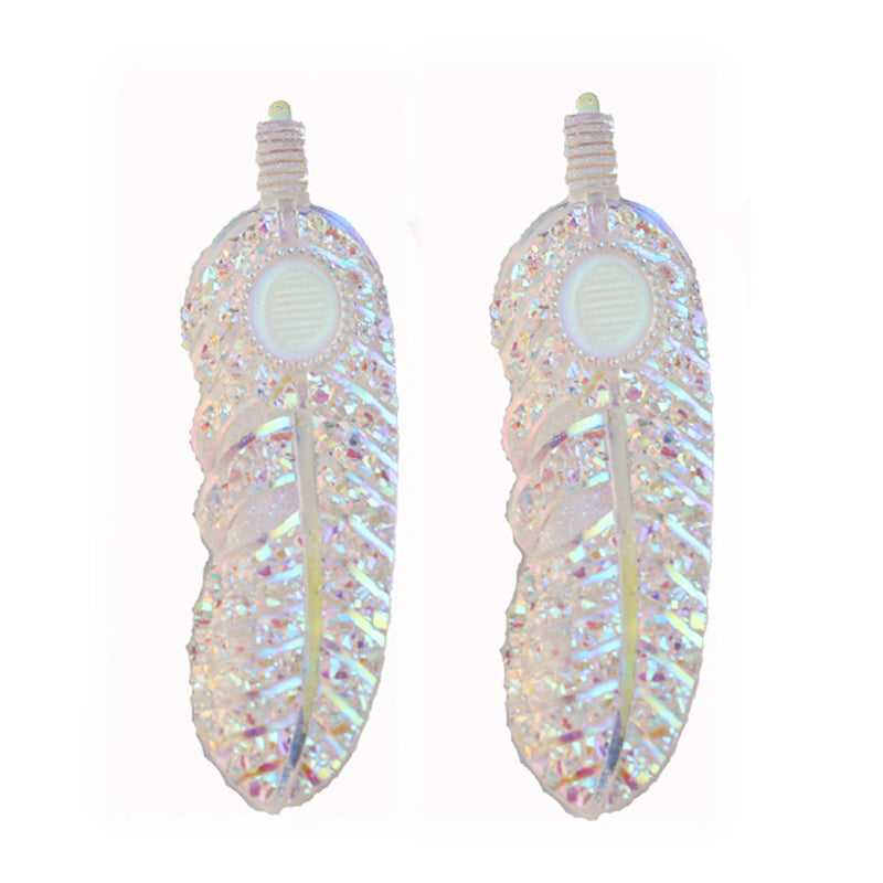 Resin Cabochon - Feather 16x36mm White