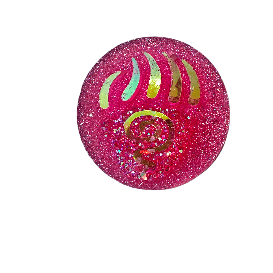 Resin Cab - Round 25mm, Claw Swirl Pink