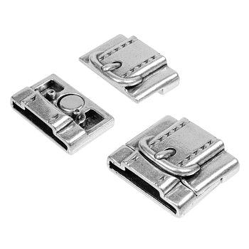 Magnet Clasp, Buckle - 20mm+10mm Flat Antique Silver