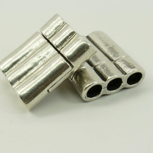 Magnet Clasp, Triple - 5mm Rd Antique Silver