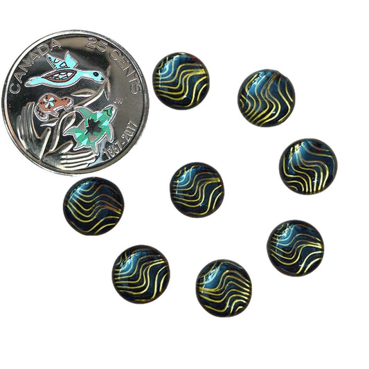 Resin Cab - Round 10mm, Wave Black/Gold