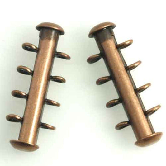 Tube Clasp - 1pc Antique Copper 5 Strand