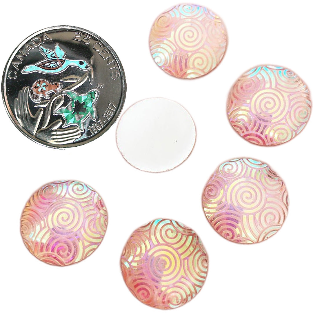 Resin Cab - Round 16mm, Cloud - Pink AB