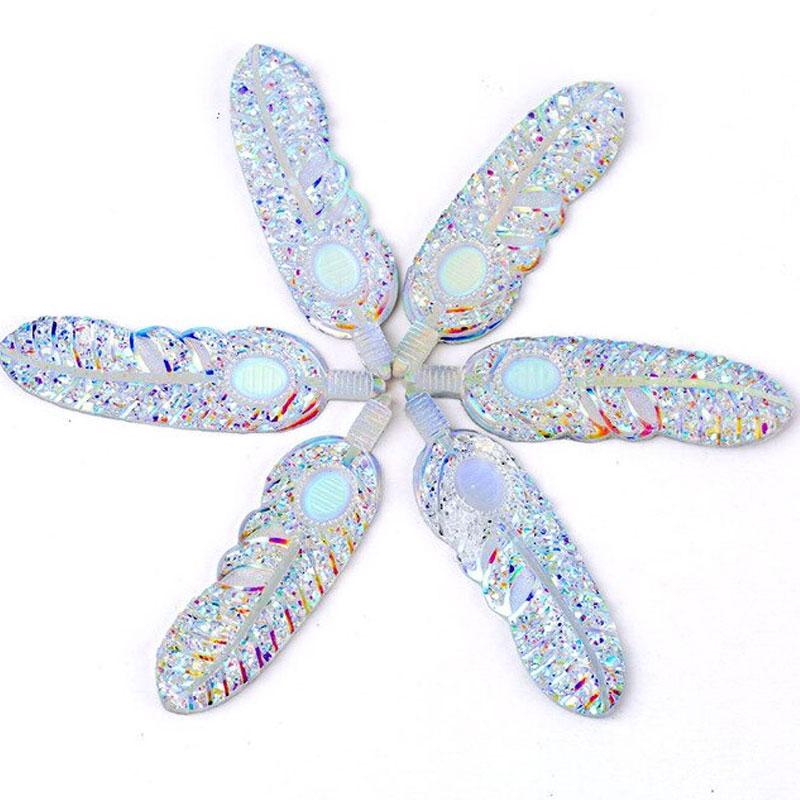 Resin Cabochon - Feather 16x36mm Crystal